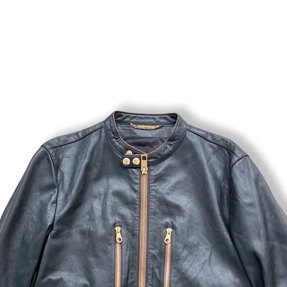 Dolce & Gabbana mens black bull leather jacket size 46